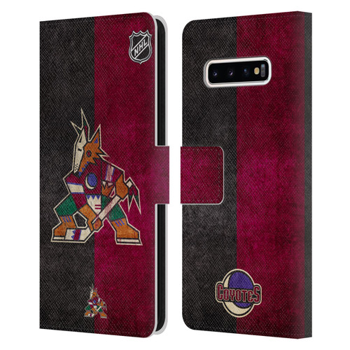 NHL Arizona Coyotes Half Distressed Leather Book Wallet Case Cover For Samsung Galaxy S10+ / S10 Plus