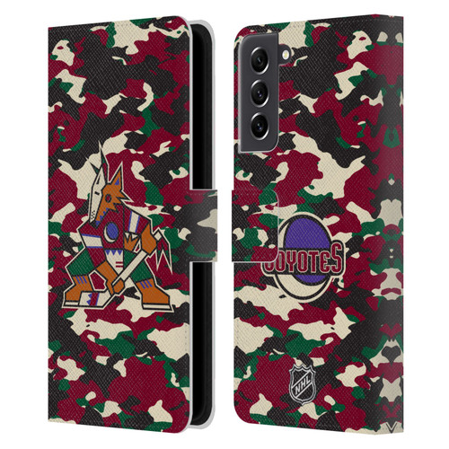 NHL Arizona Coyotes Camouflage Leather Book Wallet Case Cover For Samsung Galaxy S21 FE 5G