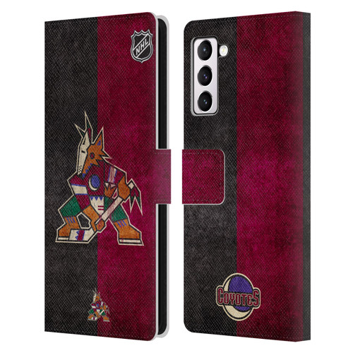 NHL Arizona Coyotes Half Distressed Leather Book Wallet Case Cover For Samsung Galaxy S21+ 5G