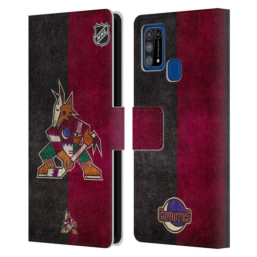 NHL Arizona Coyotes Half Distressed Leather Book Wallet Case Cover For Samsung Galaxy M31 (2020)