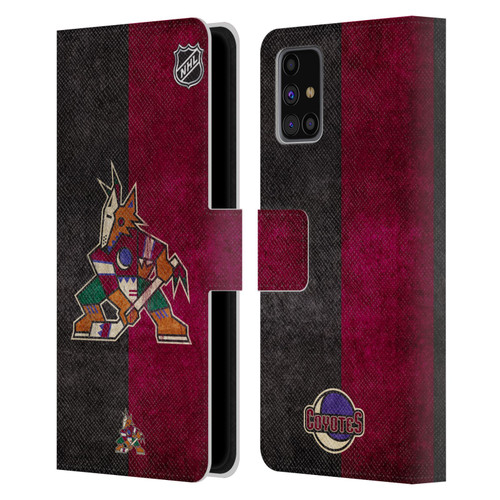 NHL Arizona Coyotes Half Distressed Leather Book Wallet Case Cover For Samsung Galaxy M31s (2020)