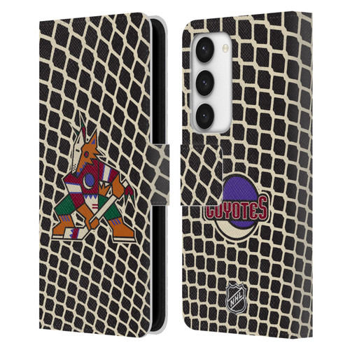 NHL Arizona Coyotes Net Pattern Leather Book Wallet Case Cover For Samsung Galaxy S23 5G