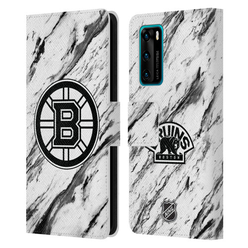 NHL Boston Bruins Marble Leather Book Wallet Case Cover For Huawei P40 5G