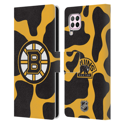 NHL Boston Bruins Cow Pattern Leather Book Wallet Case Cover For Huawei Nova 6 SE / P40 Lite