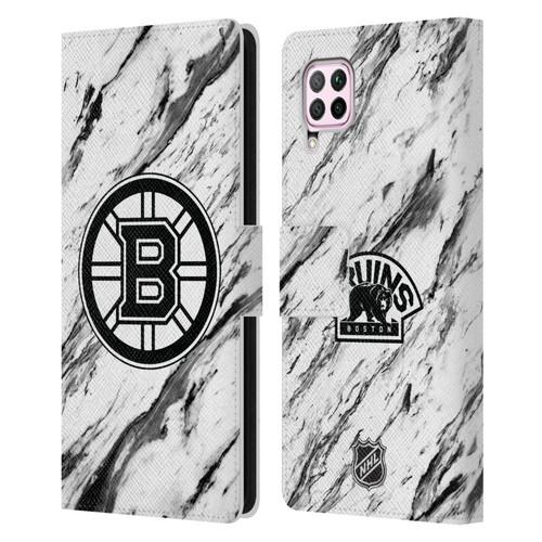 NHL Boston Bruins Marble Leather Book Wallet Case Cover For Huawei Nova 6 SE / P40 Lite