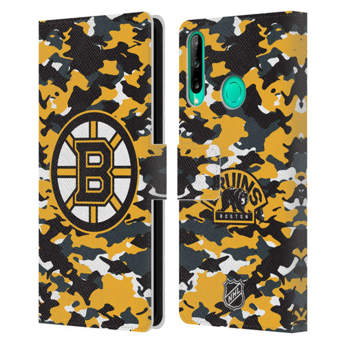 NHL Boston Bruins Camouflage Leather Book Wallet Case Cover For Huawei P40 lite E