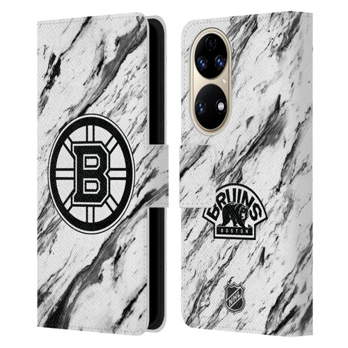 NHL Boston Bruins Marble Leather Book Wallet Case Cover For Huawei P50