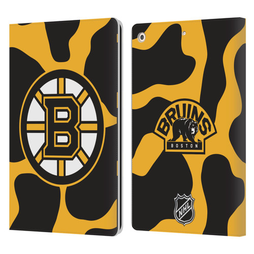 NHL Boston Bruins Cow Pattern Leather Book Wallet Case Cover For Apple iPad 10.2 2019/2020/2021