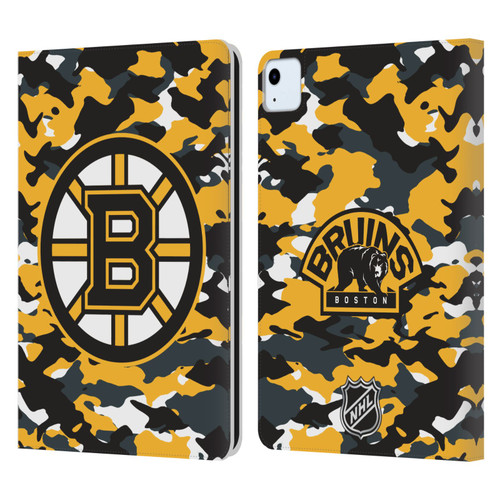 NHL Boston Bruins Camouflage Leather Book Wallet Case Cover For Apple iPad Air 11 2020/2022/2024