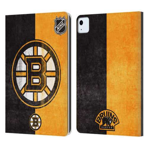 NHL Boston Bruins Half Distressed Leather Book Wallet Case Cover For Apple iPad Air 11 2020/2022/2024