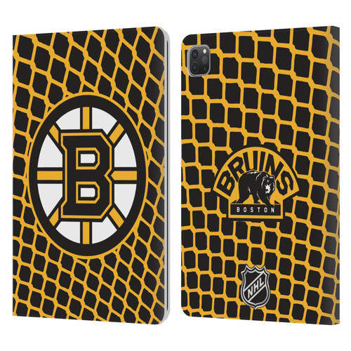 NHL Boston Bruins Net Pattern Leather Book Wallet Case Cover For Apple iPad Pro 11 2020 / 2021 / 2022
