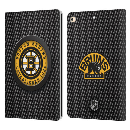 NHL Boston Bruins Puck Texture Leather Book Wallet Case Cover For Apple iPad 9.7 2017 / iPad 9.7 2018