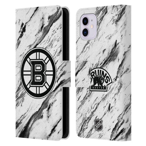 NHL Boston Bruins Marble Leather Book Wallet Case Cover For Apple iPhone 11