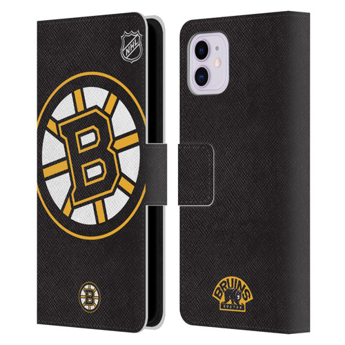 NHL Boston Bruins Oversized Leather Book Wallet Case Cover For Apple iPhone 11