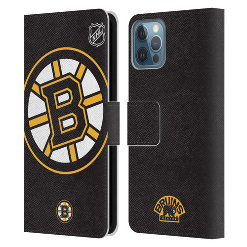 NHL Boston Bruins Oversized Leather Book Wallet Case Cover For Apple iPhone 12 / iPhone 12 Pro