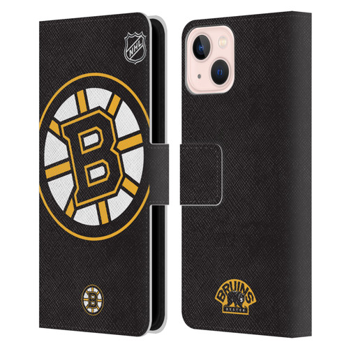 NHL Boston Bruins Oversized Leather Book Wallet Case Cover For Apple iPhone 13