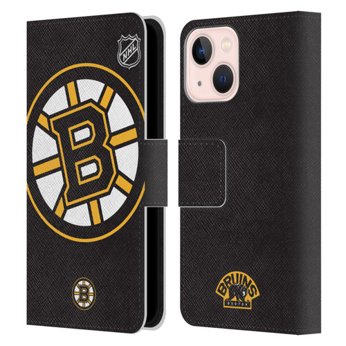 NHL Boston Bruins Oversized Leather Book Wallet Case Cover For Apple iPhone 13 Mini