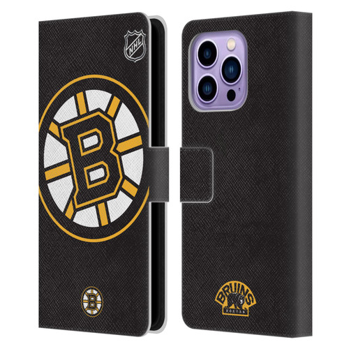 NHL Boston Bruins Oversized Leather Book Wallet Case Cover For Apple iPhone 14 Pro Max