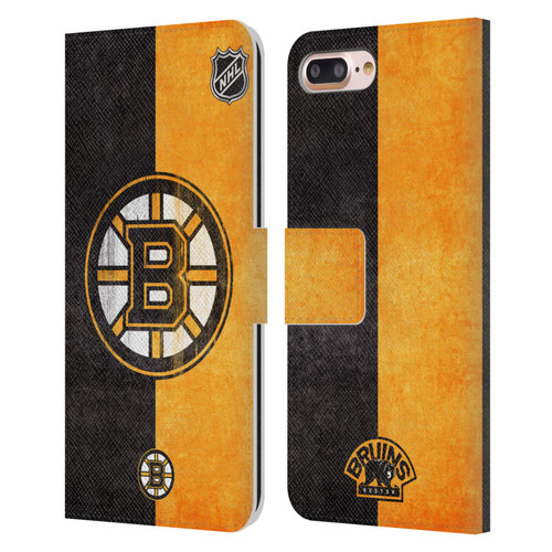 NHL Boston Bruins Half Distressed Leather Book Wallet Case Cover For Apple iPhone 7 Plus / iPhone 8 Plus