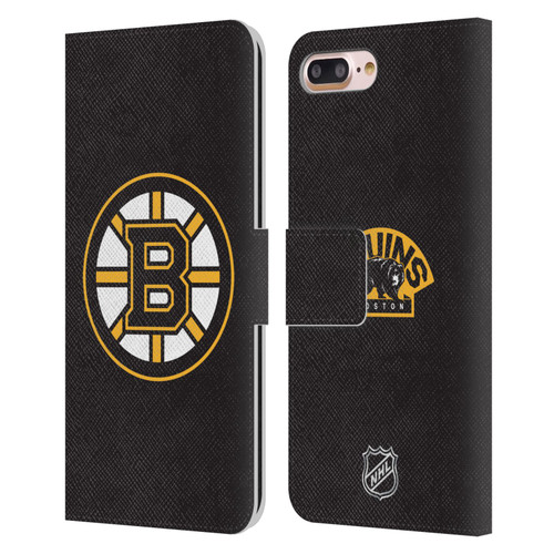 NHL Boston Bruins Plain Leather Book Wallet Case Cover For Apple iPhone 7 Plus / iPhone 8 Plus