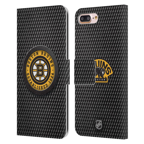 NHL Boston Bruins Puck Texture Leather Book Wallet Case Cover For Apple iPhone 7 Plus / iPhone 8 Plus