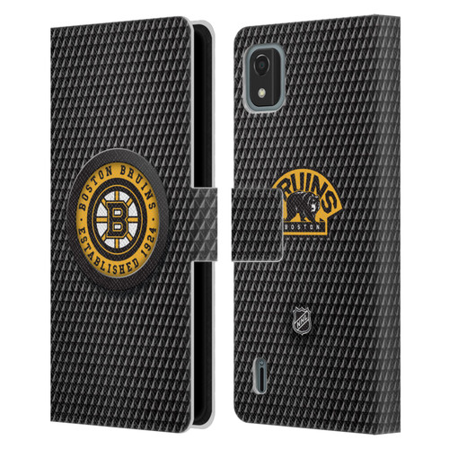 NHL Boston Bruins Puck Texture Leather Book Wallet Case Cover For Nokia C2 2nd Edition