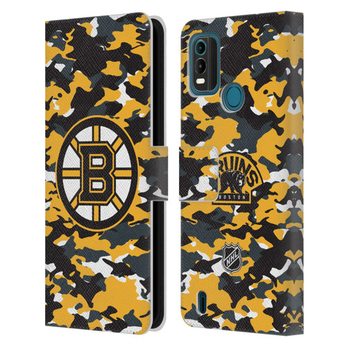 NHL Boston Bruins Camouflage Leather Book Wallet Case Cover For Nokia G11 Plus