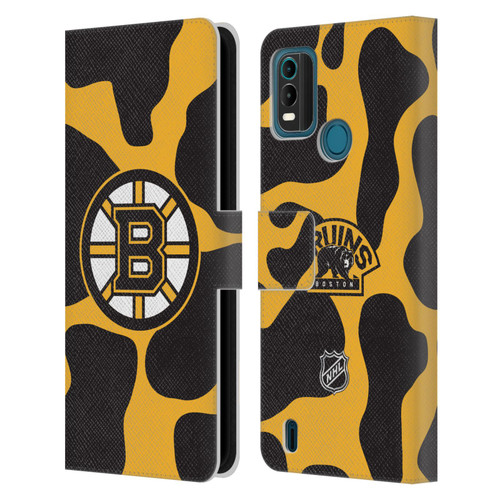 NHL Boston Bruins Cow Pattern Leather Book Wallet Case Cover For Nokia G11 Plus