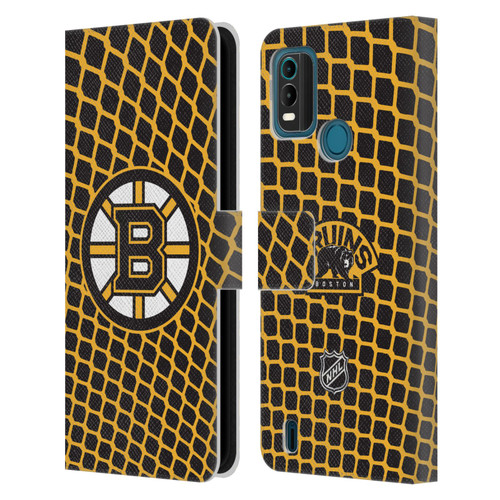 NHL Boston Bruins Net Pattern Leather Book Wallet Case Cover For Nokia G11 Plus