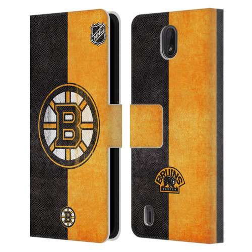 NHL Boston Bruins Half Distressed Leather Book Wallet Case Cover For Nokia C01 Plus/C1 2nd Edition