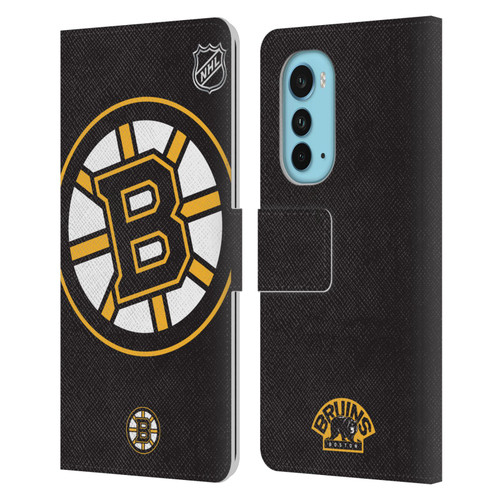 NHL Boston Bruins Oversized Leather Book Wallet Case Cover For Motorola Edge (2022)