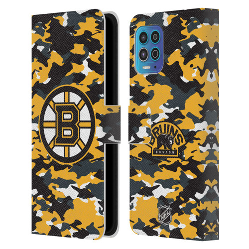 NHL Boston Bruins Camouflage Leather Book Wallet Case Cover For Motorola Moto G100