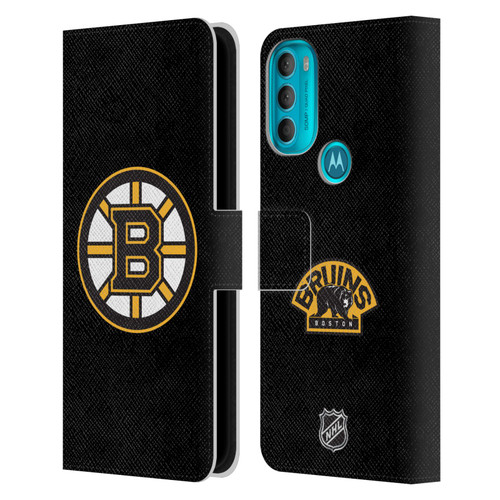 NHL Boston Bruins Plain Leather Book Wallet Case Cover For Motorola Moto G71 5G