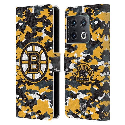 NHL Boston Bruins Camouflage Leather Book Wallet Case Cover For OnePlus 10 Pro