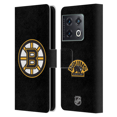 NHL Boston Bruins Plain Leather Book Wallet Case Cover For OnePlus 10 Pro