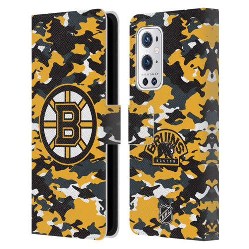 NHL Boston Bruins Camouflage Leather Book Wallet Case Cover For OnePlus 9 Pro