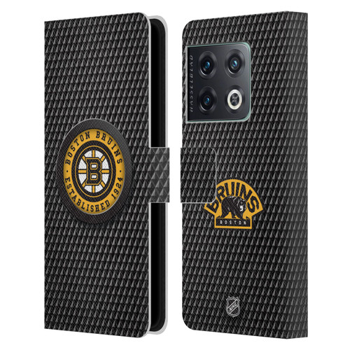 NHL Boston Bruins Puck Texture Leather Book Wallet Case Cover For OnePlus 10 Pro