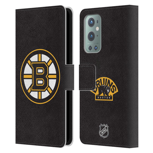 NHL Boston Bruins Plain Leather Book Wallet Case Cover For OnePlus 9