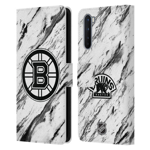 NHL Boston Bruins Marble Leather Book Wallet Case Cover For OnePlus Nord 5G