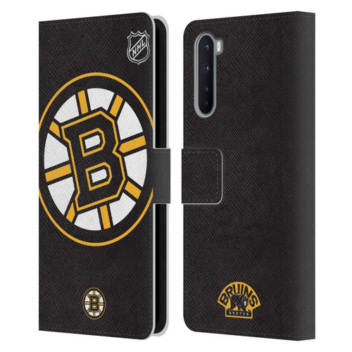 NHL Boston Bruins Oversized Leather Book Wallet Case Cover For OnePlus Nord 5G