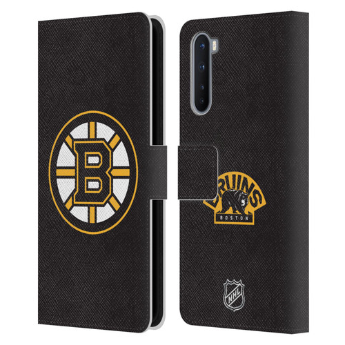 NHL Boston Bruins Plain Leather Book Wallet Case Cover For OnePlus Nord 5G