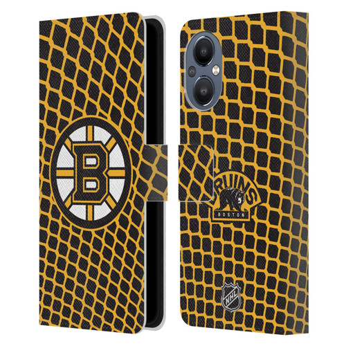 NHL Boston Bruins Net Pattern Leather Book Wallet Case Cover For OnePlus Nord N20 5G