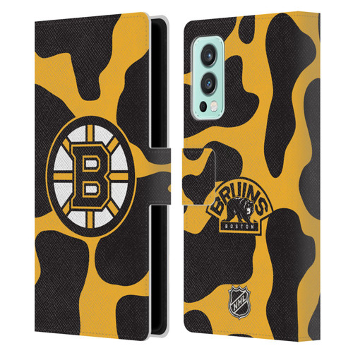 NHL Boston Bruins Cow Pattern Leather Book Wallet Case Cover For OnePlus Nord 2 5G