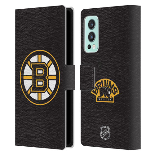 NHL Boston Bruins Plain Leather Book Wallet Case Cover For OnePlus Nord 2 5G