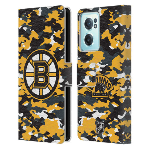 NHL Boston Bruins Camouflage Leather Book Wallet Case Cover For OnePlus Nord CE 2 5G