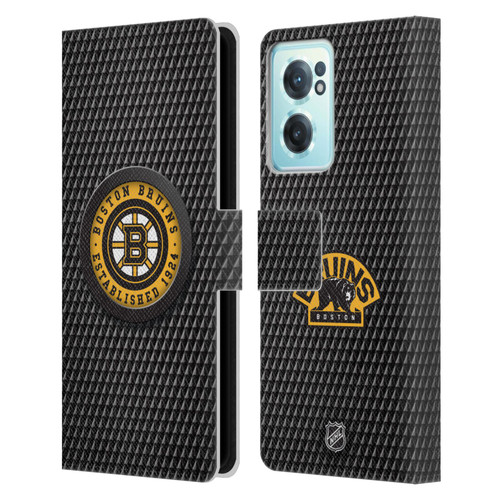 NHL Boston Bruins Puck Texture Leather Book Wallet Case Cover For OnePlus Nord CE 2 5G