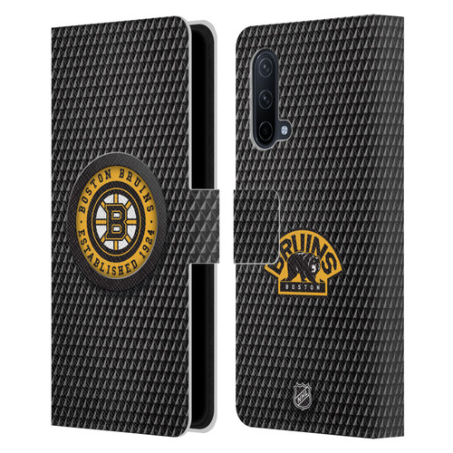 NHL Boston Bruins Puck Texture Leather Book Wallet Case Cover For OnePlus Nord CE 5G