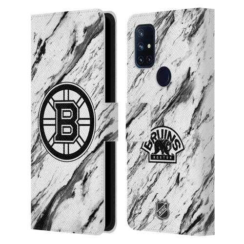 NHL Boston Bruins Marble Leather Book Wallet Case Cover For OnePlus Nord N10 5G