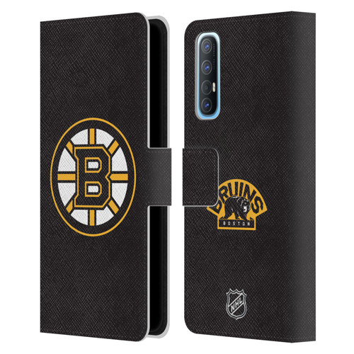 NHL Boston Bruins Plain Leather Book Wallet Case Cover For OPPO Find X2 Neo 5G