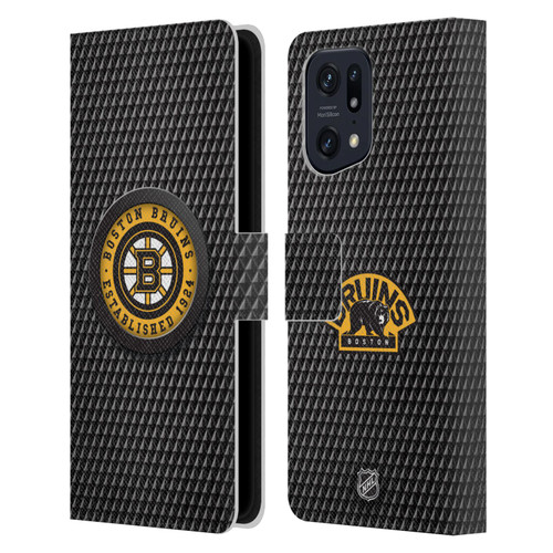 NHL Boston Bruins Puck Texture Leather Book Wallet Case Cover For OPPO Find X5
